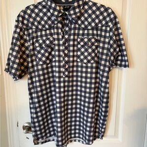 Sligo Men's Black and White Plaid  Golf Shirt